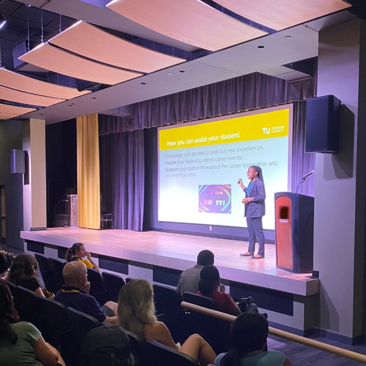 Speaking at Towson University on how families can support students through career exploration and the job search process.