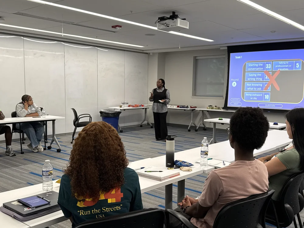 Running an interactive career-readiness game to build confidence around networking and professional conversations.